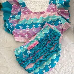 Ruffle Butts Pink and Blue Kids Swim Set